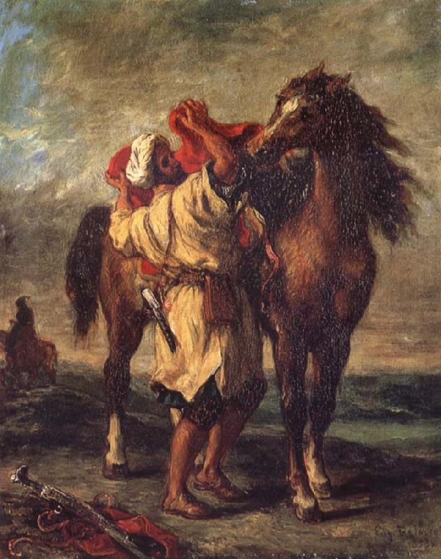 Eugene Delacroix Arab Sadding His Horse china oil painting image